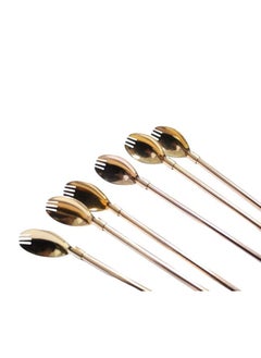 Spaceshoop Iced Tea Spoons, Long Stainless Steel Spoon with Cleaning Brush (Fork)  - Image 1