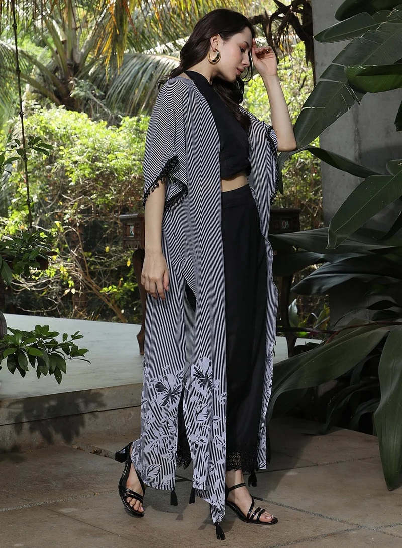 QISSA Women's Onyx Black Ethereal Bohemian Co-Ord Set