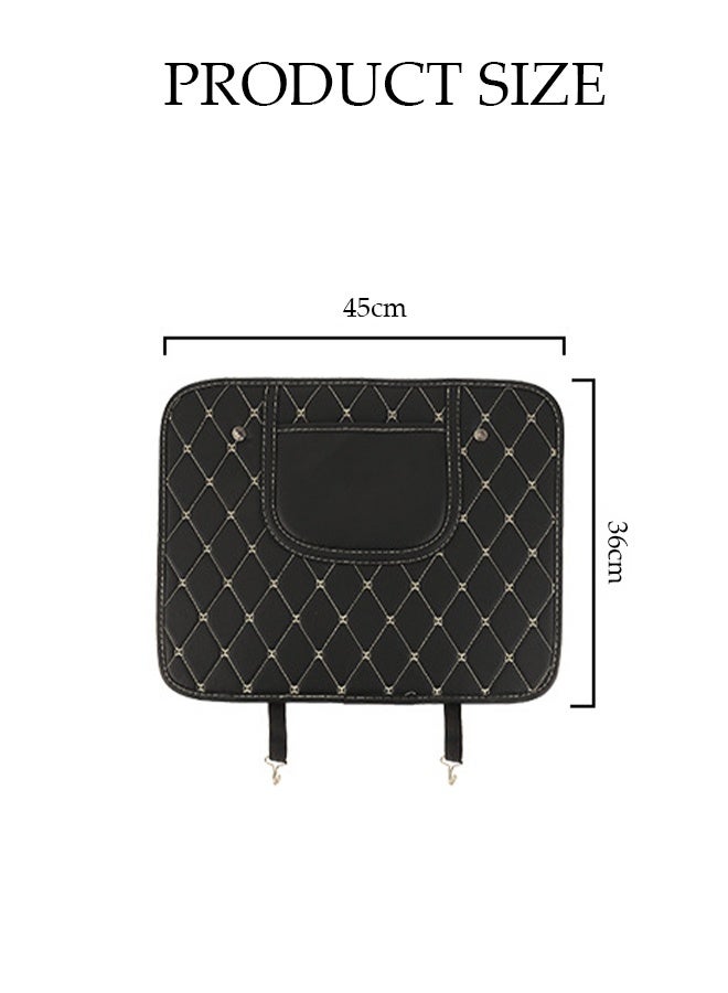 DUNISO 2 Pack Waterproof Car Kick Mats Backseat Protector ，Anti-slip Back Seat Cover  with Pockets，Leather  Accessories for Vehicles ,Easy To Clean Wear Resistant（Black) - Image 2