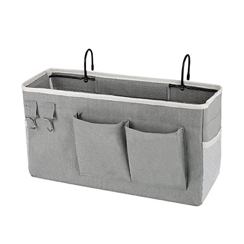 Ozzptuu Bedside Storage Caddy/Bedside Hanging Storage Bag for Headboards Bunk Beds Dorm Rooms Book Phone Magazine Holder (Grey) - Image 1