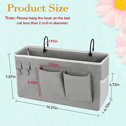 Ozzptuu Bedside Storage Caddy/Bedside Hanging Storage Bag for Headboards Bunk Beds Dorm Rooms Book Phone Magazine Holder (Grey) - Image 4