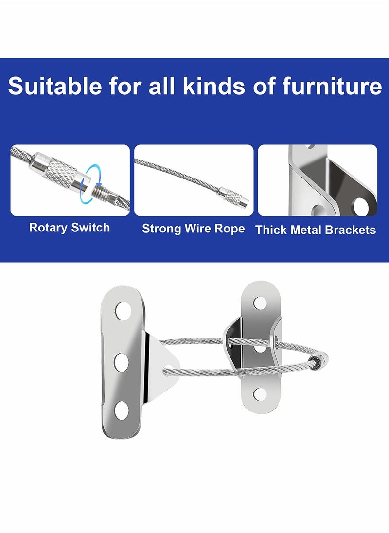 SYOSI - Furniture Strap for Baby Proofing Furniture Anchors Wall Metal Secure 400 Pound Falling Furniture Prevention Straps Adjustable Baby Safety Earthquake Straps Protect Toddler and Pet 10 Pack Silver - Image 1