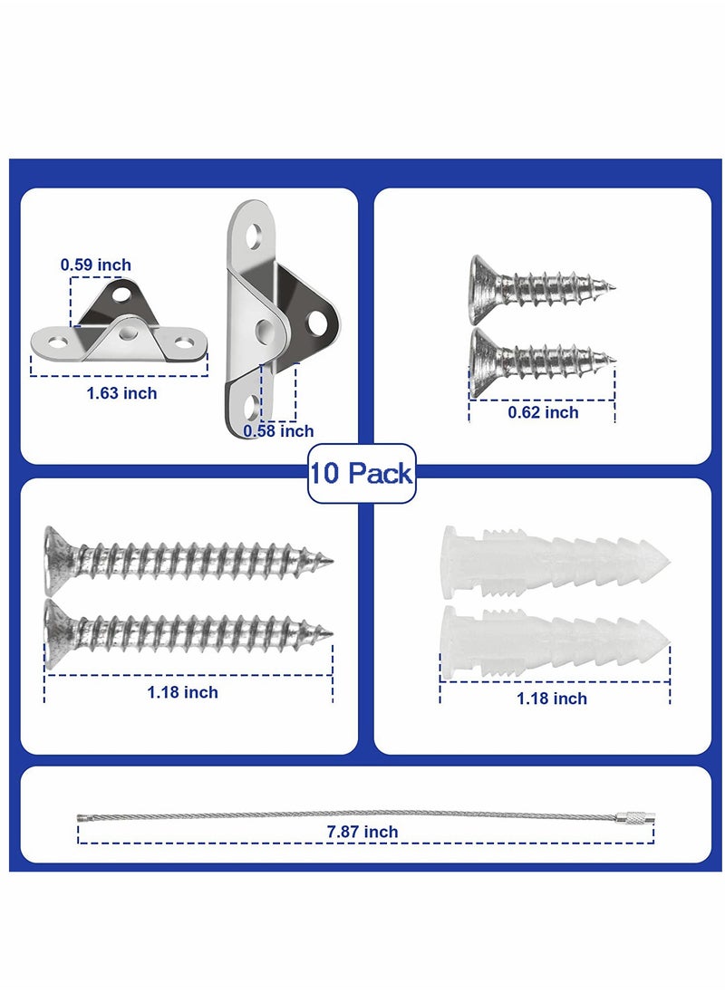 SYOSI - Furniture Strap for Baby Proofing Furniture Anchors Wall Metal Secure 400 Pound Falling Furniture Prevention Straps Adjustable Baby Safety Earthquake Straps Protect Toddler and Pet 10 Pack Silver - Image 1