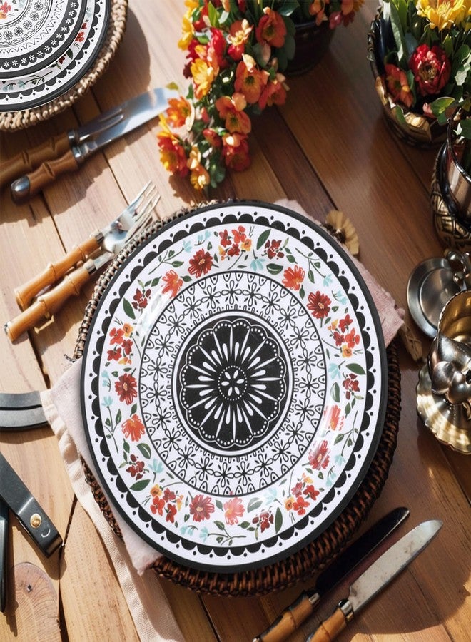 Gofunfun 12-Piece Melamine Dinnerware Sets, Unbreakable Dinnerware for Indoor and Outdoor Use, Dishwasher Safe, Lightweight Dinner Service for 4, Black and White - Image 4