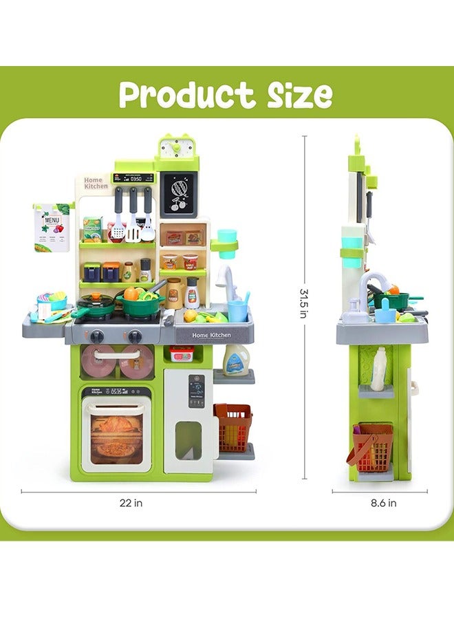 Kitchen Playset, 38Pcs Play Kitchen Toy with Realistic Lights Steam & Sounds, Mini Kitchen Set with Cooking Stove Sink Food, Pretend Play Food Toys, Separable Pretend Kitchen Toys,  Imitated Cooking Playset for Boys and Girls, 80CM  - Image 2
