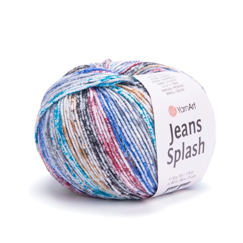 YarnArt YarnArt Jeans Splash  Variegated Sport Yarn 55 Cotton 45 Acrylic 1 SkeinBall 50g 174yds Soft Cotton Yarn for Amigurumi