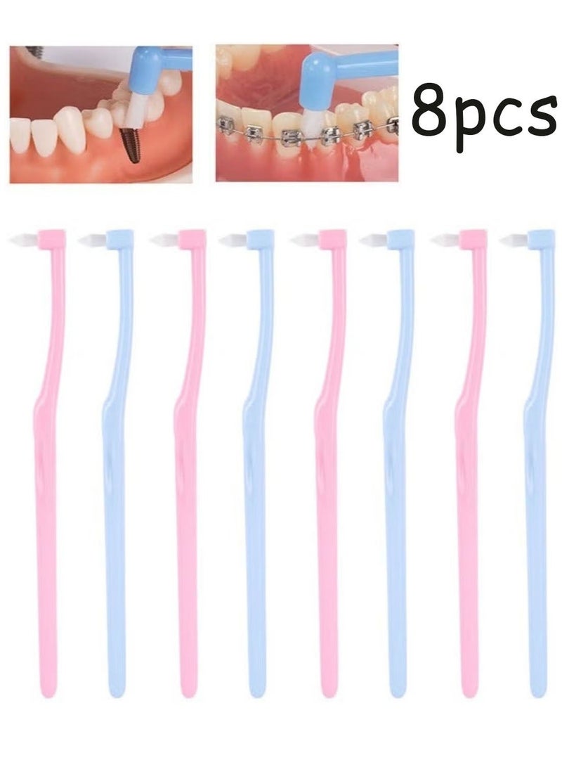 8 Pcs Orthodontic Toothbrush Brush for Braces Tiny Small Soft Trim Head and Flat Head End Tuft Toothbrush for Braces and Teeth Detail Cleaning - Image 1