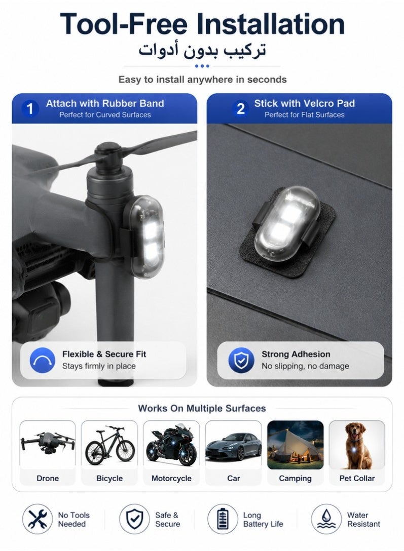 Lishangt Wireless LED Strobe Lights - 6 Pcs Wireless Rock Lights with Remote Control USB Rechargeable 8 Colors Multi-Mode Waterproof LED Strobe Lights for Car Motorcycle Bike Drone - Image 4