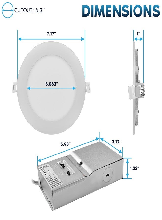 LUXRITE 6 Inch Canless Spotlight, LED Recessed Lighting, 5CCT 2700K-5000K, Dual Dimmable, 800/1050/1250 Lumens, CRI 90, 10W/13W/15W Selectable, 120-277V, IC Rated, Wet Rated, ETL Listed - Image 4