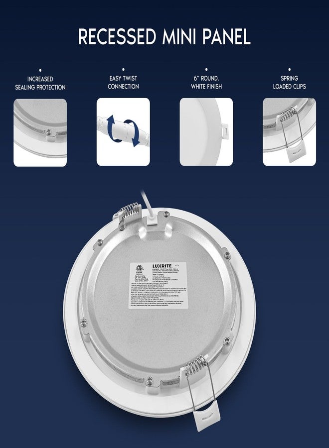 LUXRITE 6 Inch Canless Spotlight, LED Recessed Lighting, 5CCT 2700K-5000K, Dual Dimmable, 800/1050/1250 Lumens, CRI 90, 10W/13W/15W Selectable, 120-277V, IC Rated, Wet Rated, ETL Listed - Image 3