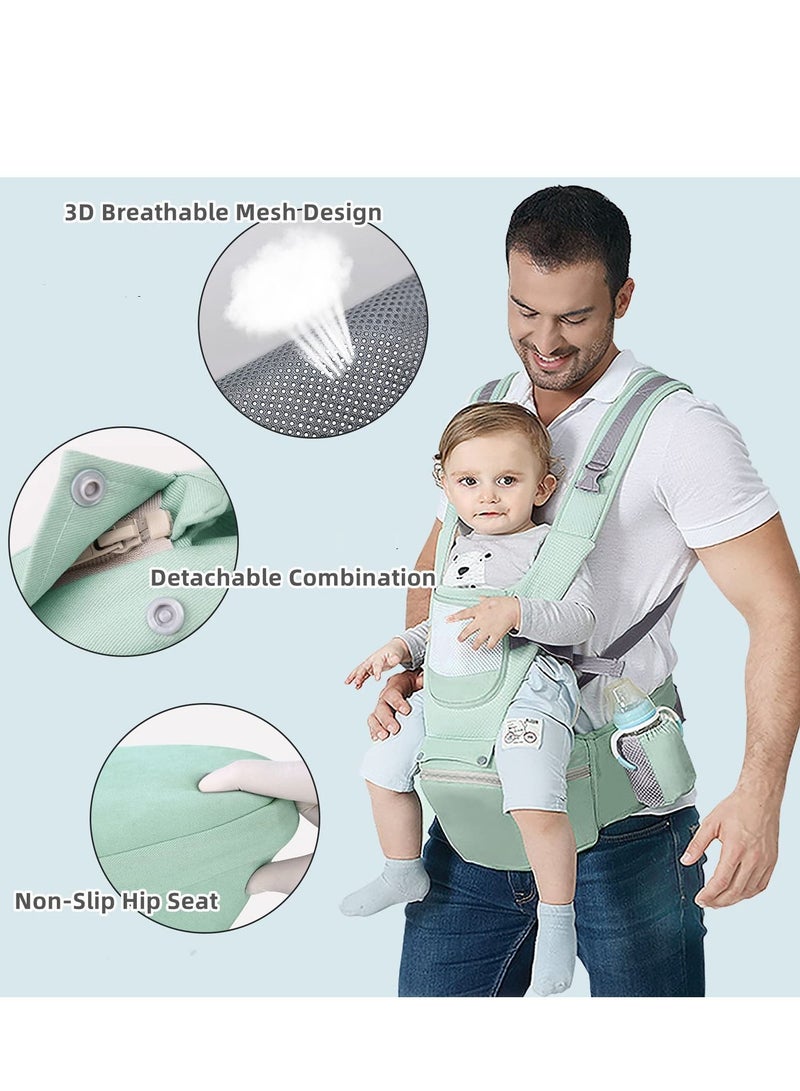 Y&D Baby Carrier Ergonomic Infant with Hip Seat Kangaroo Bag Soft Newborn to Toddler 7-66lbs Front and Back Holder for Men Dad Mom  - Image 2