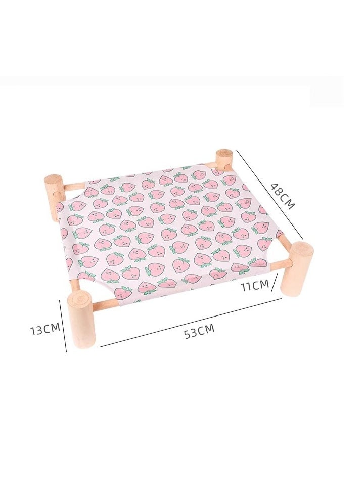 سرير خشبي للحيوانات الأليفة مقاس 53*48*13 سم - مناسب لجميع الفصول | قابل للتنفس والإزالة | مثالي لراحة القطط والكلاب تحت 18 رطل - Image 4