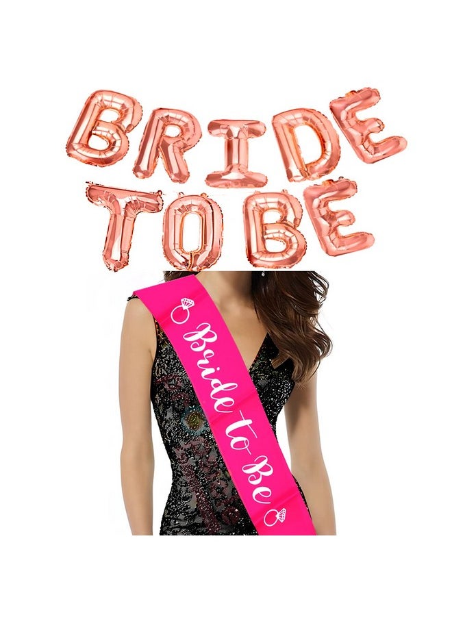 Propsicle - Propsicle Bachelorette Silk Sash Pack of 1 Pink Bride to Be Sash & Rose Gold Balloon Bridal Shower Theme Party Decoration Item for Spinster Party Accessories - Image 1