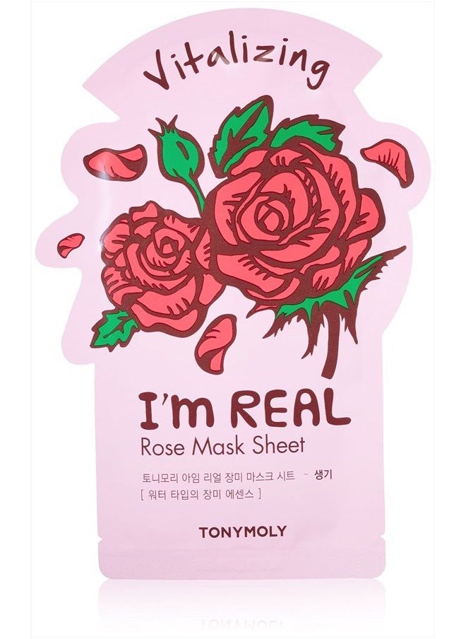 TONYMOLY I'm Real Rose Hydrating Mask Sheet, Pack of 1  - Image 1