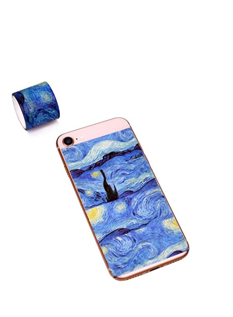 Van Gogh Starry Night, DIY Crafts, Washi Tape Set of 12 Rolls, Decorative Green Leaves Floral Blue Yellow Washi Masking Tape Sets for Craft, Kids, Scrapbook, Diary, DIY, Gift Wrapping