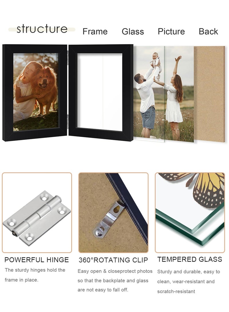 GOOGO Double Photo Frame 6x4, Hinged Folding Picture Frames 4x6 for Tabletop Display, White - Image 5