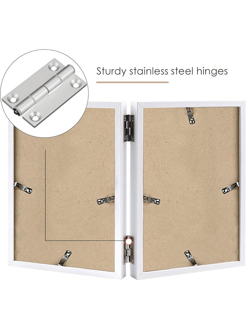 GOOGO Double Photo Frame 6x4, Hinged Folding Picture Frames 4x6 for Tabletop Display, White - Image 4