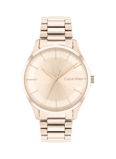 CALVIN KLEIN ساعة يد تناظرية دائرية مقاومة للماء مع حزام ذهبي 25200042  - Image 2