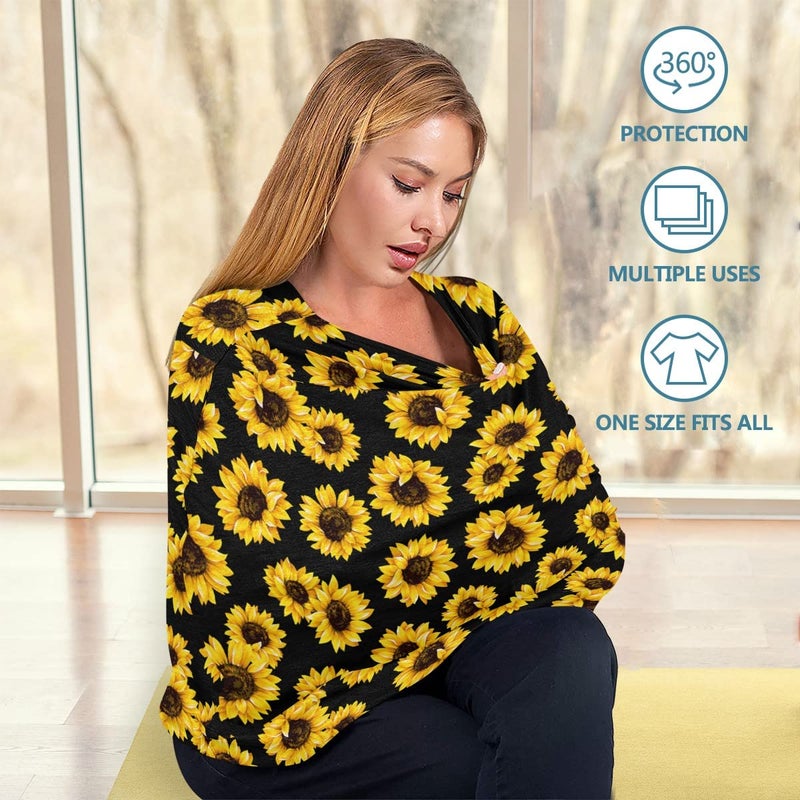 Bolaz Nursing Cover, Breastfeeding Soft Carseat Canopy Sunflower Multi Use for Baby Car Seat Covers Canopy Shopping Cart Cover Scarf Light Blanket Stroller Cover - Image 4