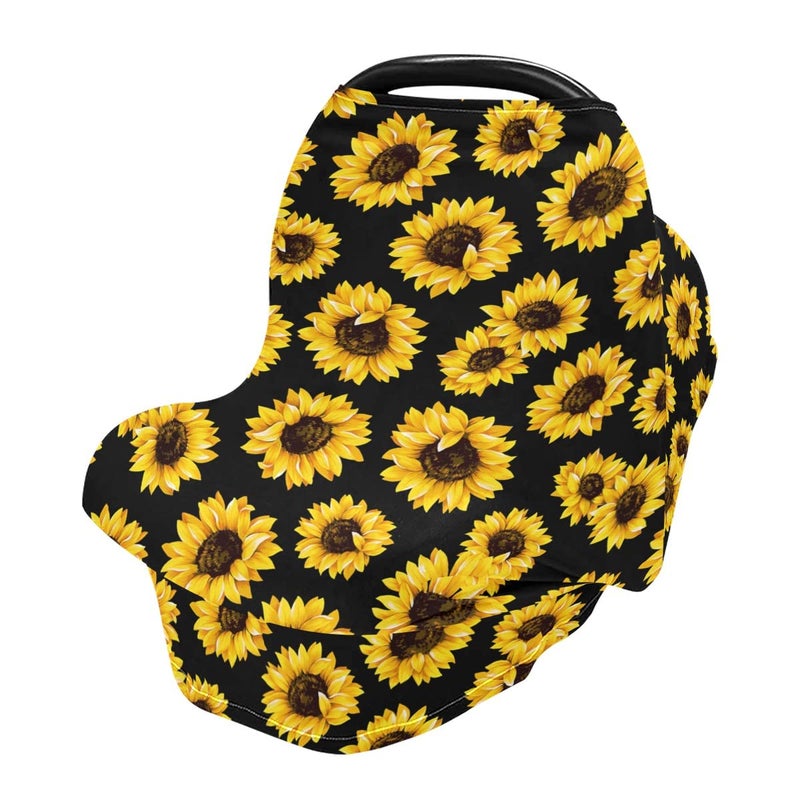 Bolaz Nursing Cover, Breastfeeding Soft Carseat Canopy Sunflower Multi Use for Baby Car Seat Covers Canopy Shopping Cart Cover Scarf Light Blanket Stroller Cover - Image 1