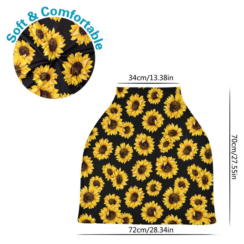 Bolaz Nursing Cover, Breastfeeding Soft Carseat Canopy Sunflower Multi Use for Baby Car Seat Covers Canopy Shopping Cart Cover Scarf Light Blanket Stroller Cover - Image 3