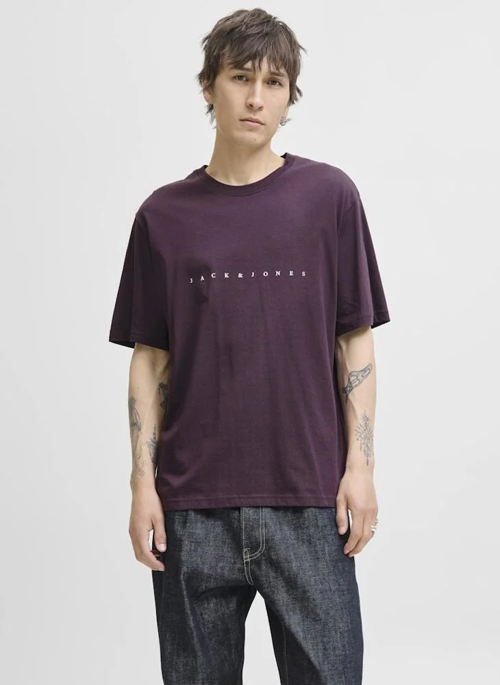 Jack Jones Jjestar Slogan Crew Neck T-Shirt