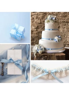 Unique Light Blue Ribbon 1-1/2 Inch, 25 Yards Solid Satin Fabric Ribbons for Gift Wrapping, Christmas Garland, Christmas Tree Ornaments, Bows Making, DIY Crafts, Sewing Projects and Wedding Party  - Image 5