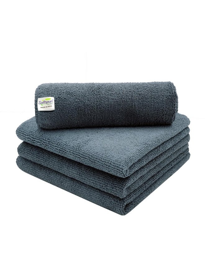 SOFTSPUN Microfiber Basic Cleaning Cloths 4 pcs 40x40 cms 280 GSM Grey! Thick Lint & Streak-Free Multipurpose Cloths - Automotive Microfibre Towels for Car Bike Cleaning Polishing Washing & Detailing. - Image 1