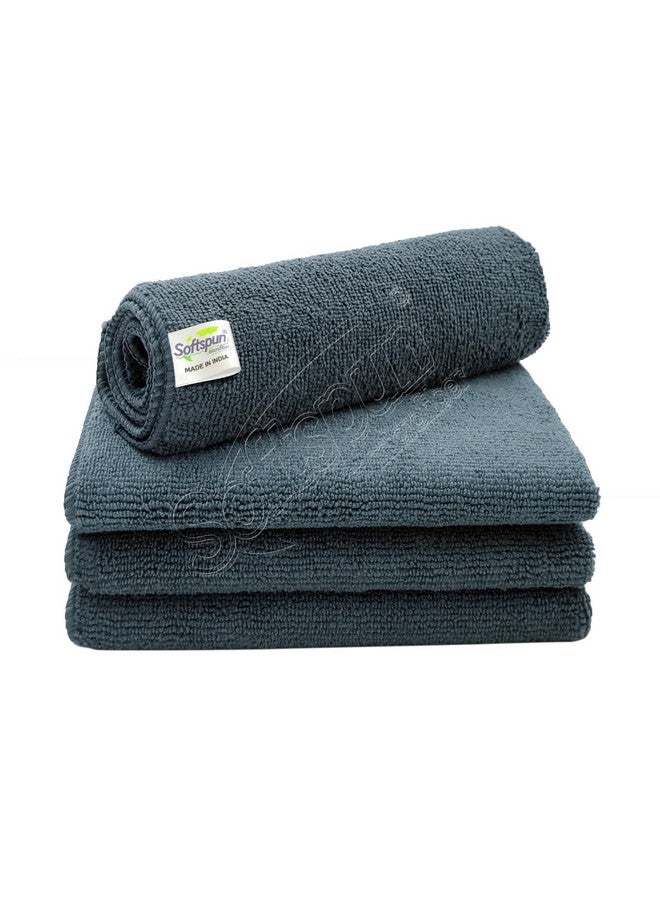 SOFTSPUN Microfiber Basic Cleaning Cloths 4 pcs 40x40 cms 280 GSM Grey! Thick Lint & Streak-Free Multipurpose Cloths - Automotive Microfibre Towels for Car Bike Cleaning Polishing Washing & Detailing. - Image 3