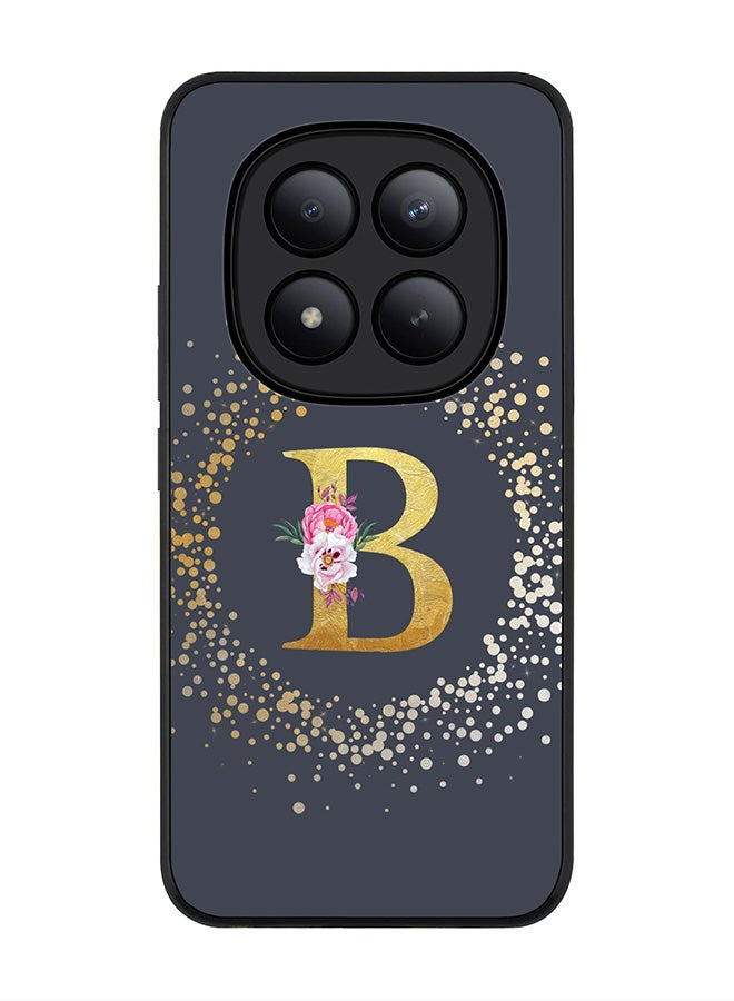 For Xiaomi Redmi Note 15 Pro+ / Poco M8 Pro Case,Slim fit Camera Protection, Shockproof Thin Phone cover  - Custom Monogram Floral - B  (Grey )