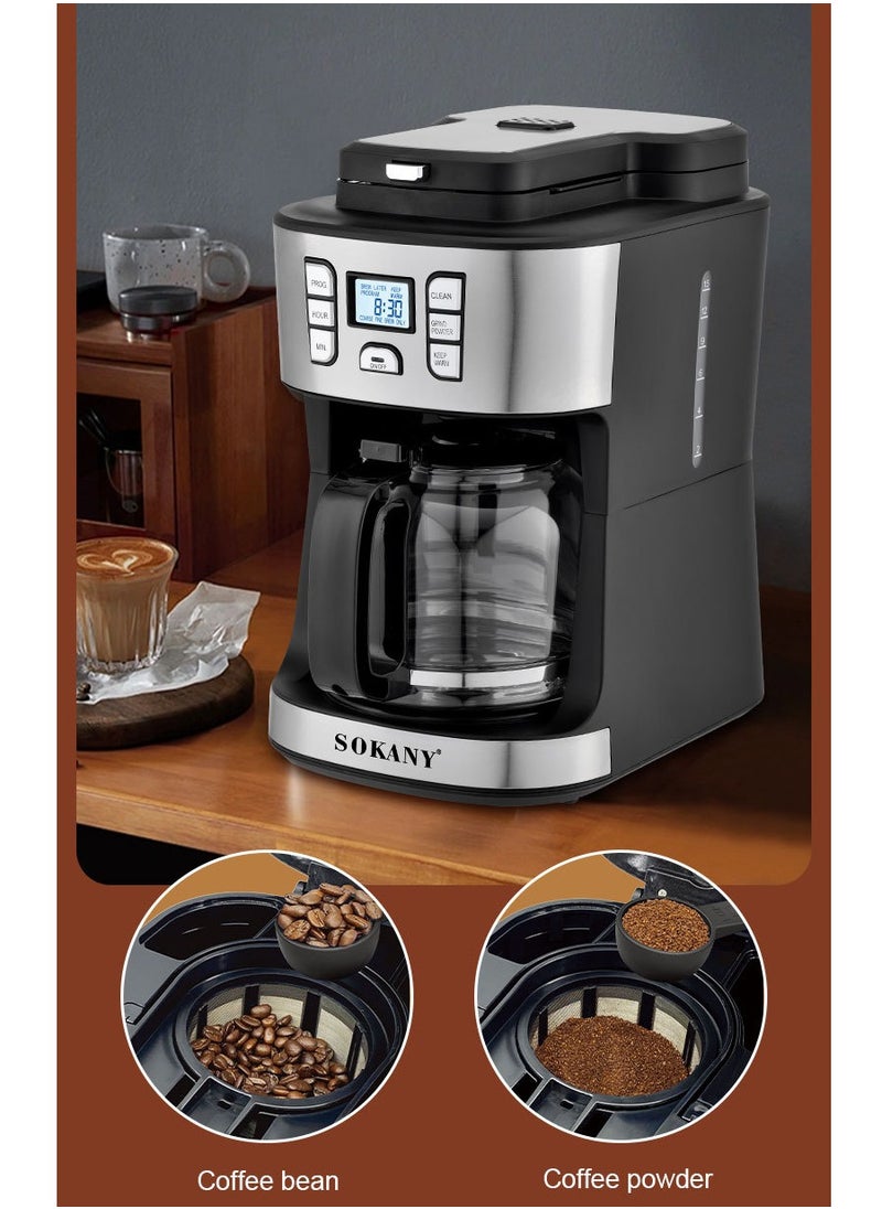 sokany - Coffee Maker/Coffee Machine, 1086W, 15 Cup/1.8L Glass Carafe, 24 Hours Programmable with Drip Stop Mechanism, Lcd Display SK-506E Black - Image 1
