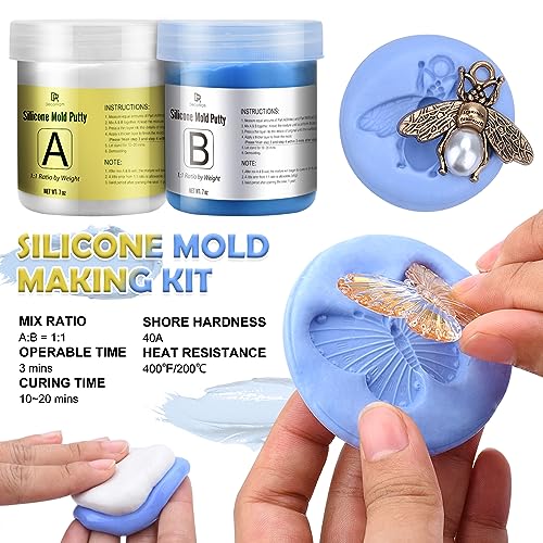DecorRom Silicone Putty - 7/8 LB Flexible Silicone Mold Making Kit for Reusable Silicone Molds Making - Easy 1:1 Mixing Ratio Fast Cured Molding Putty for Casting, Resin Molds, Soap Molds, Candle Molds - Image 2