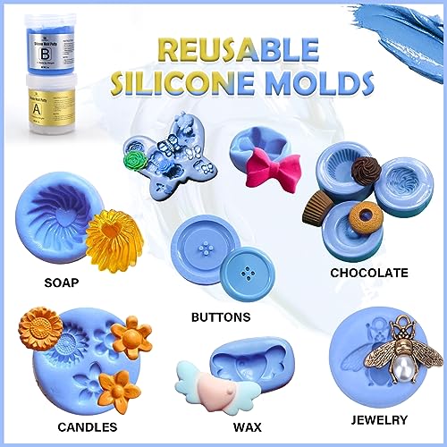 DecorRom Silicone Putty - 7/8 LB Flexible Silicone Mold Making Kit for Reusable Silicone Molds Making - Easy 1:1 Mixing Ratio Fast Cured Molding Putty for Casting, Resin Molds, Soap Molds, Candle Molds - Image 4