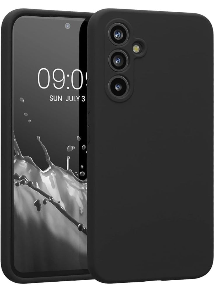 Lion Store liquid silicone shockproof back case with a furry lining and full camera cover for Samsung Galaxy A15, black - Image 1