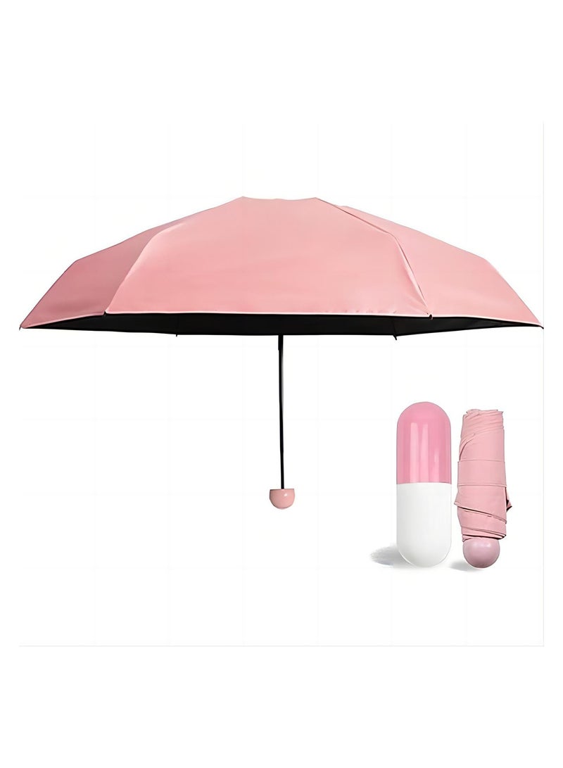 Compact Folding Pocket Umbrella in Storage Box, Lightweight Mini Travel Parasol with 95% UV Protection. Windproof and Portable, Ideal for Rain or Sun. Stylish Unisex Design for Both Men and Women. - Image 1
