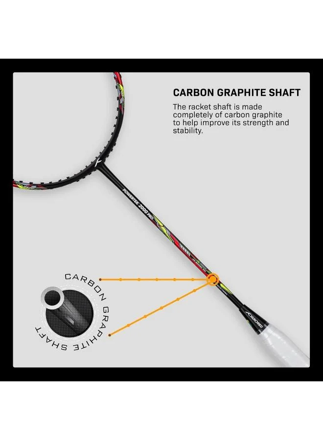 Hundred  Hundred Powertek 2000 Pro Graphite Strung Badminton Racket With Full Racket Cover  | Best Price UAE