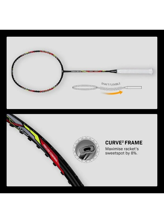 Hundred  Hundred Powertek 2000 Pro Graphite Strung Badminton Racket With Full Racket Cover  | Best Price UAE