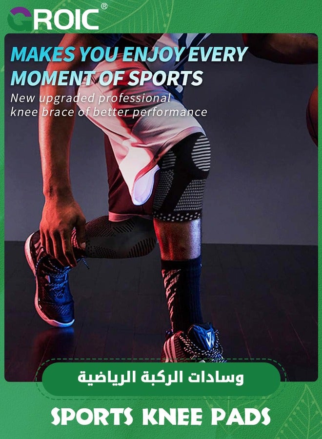 GROIC 2 Pack Knee Braces for Knee Pain, Compression Knee Sleeves with Patella Gel Pad & Side Stabilizers, Knee Support for Men Women, Meniscus Tear, Arthritis, Joint Pain,ACL,PCL,MCL,Runner, Workout - Image 4