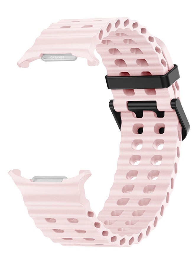 CATANES Strap Silicone Replacement for Samsung Galaxy Watch 8 Ultra Band 47mm, Rugged Soft Ocean Silicone Sport Accessory Fit for Samsung Galaxy Watch Ultra Band Dual Row Hole - Pink - Image 3