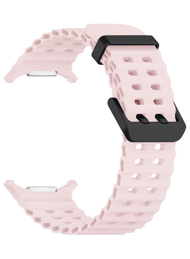 CATANES Strap Silicone Replacement for Samsung Galaxy Watch 8 Ultra Band 47mm, Rugged Soft Ocean Silicone Sport Accessory Fit for Samsung Galaxy Watch Ultra Band Dual Row Hole - Pink - Image 2