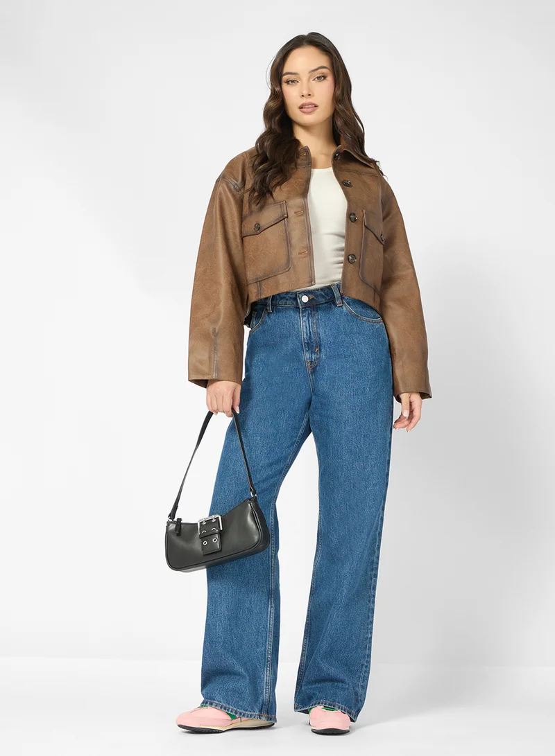 جينجر PU Leather Jacket