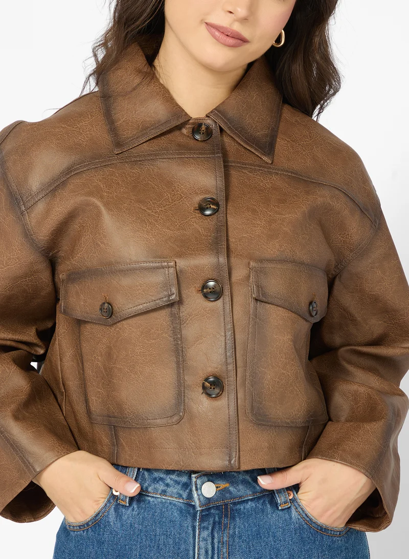 جينجر PU Leather Jacket