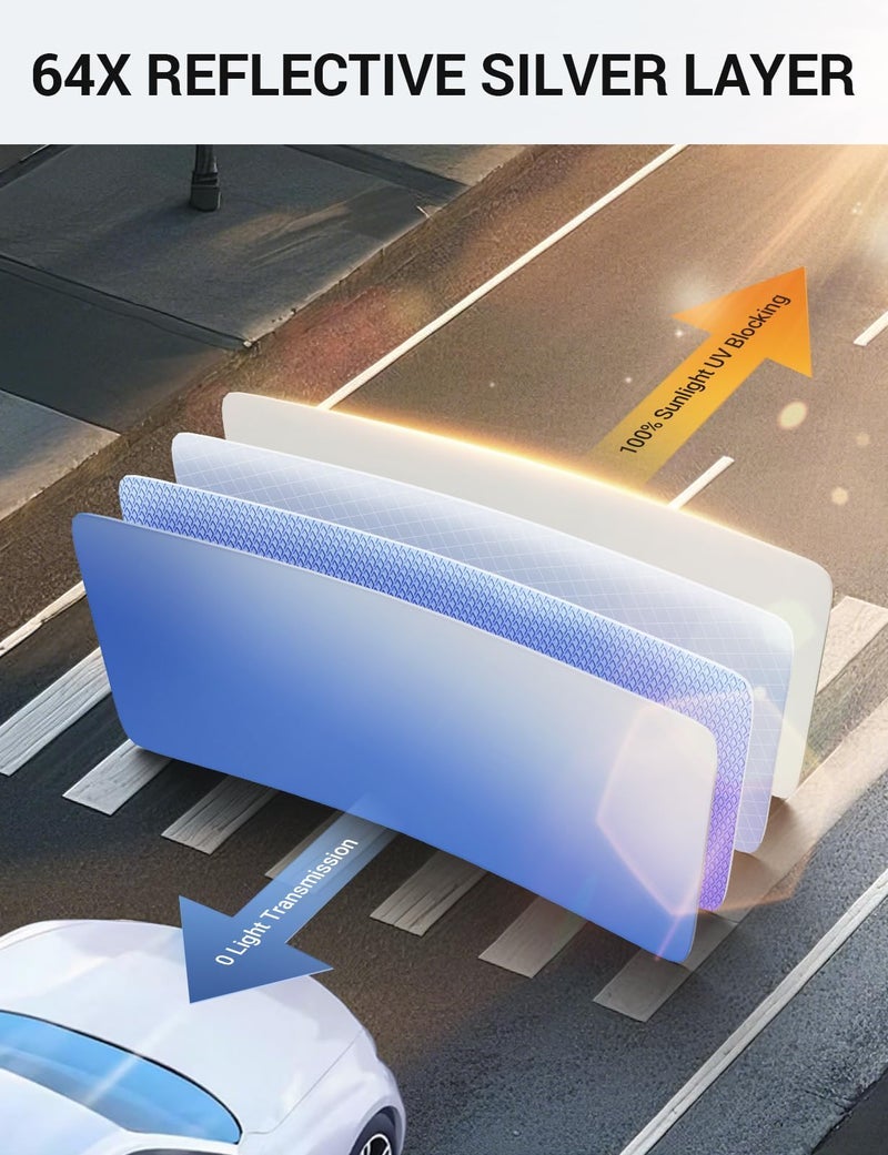 Proadsy 2025 Upgrade Windshield Sun Shade Custom Fit Rivian R1S 2022-2025 4-Layer Foldable Front Sunshade Protector Sun Visor Blocks UV Rays Keep Car Cooler - Image 2