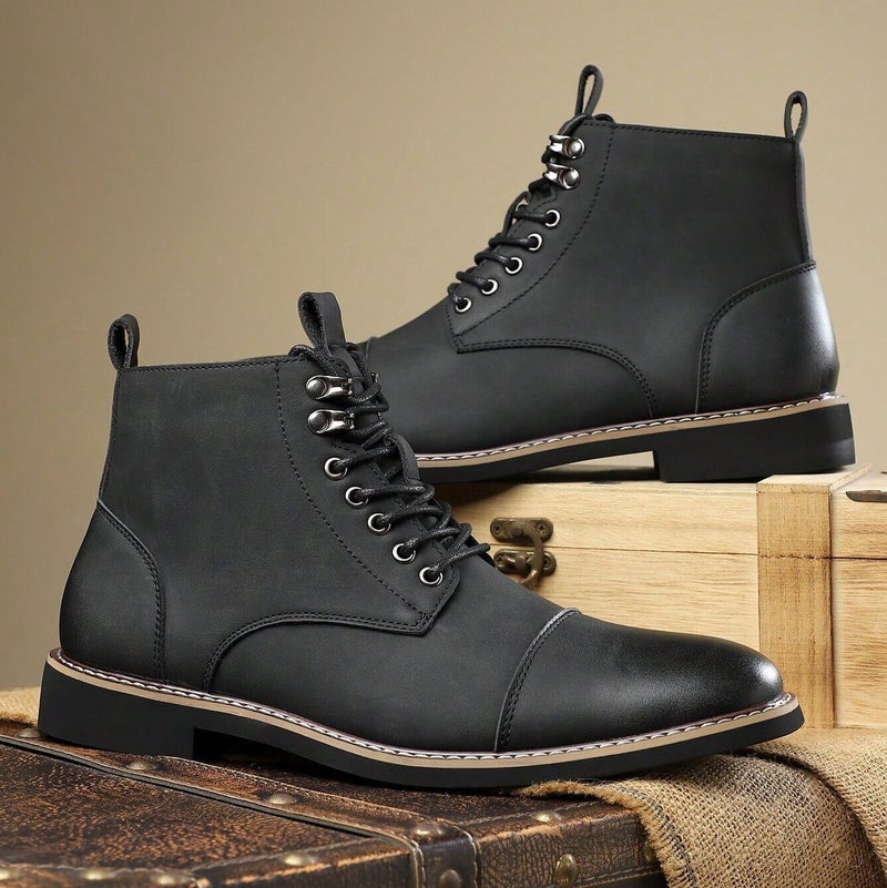 New Business Casual Men'S Martin Boots Fashion Trend All-Match Martin Boots High-Top Men'S Leather Boots - Image 1