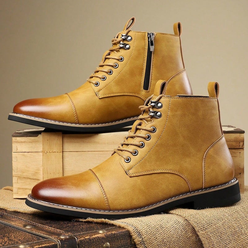 New Business Casual Men'S Martin Boots Fashion Trend All-Match Martin Boots High-Top Men'S Leather Boots - Image 3