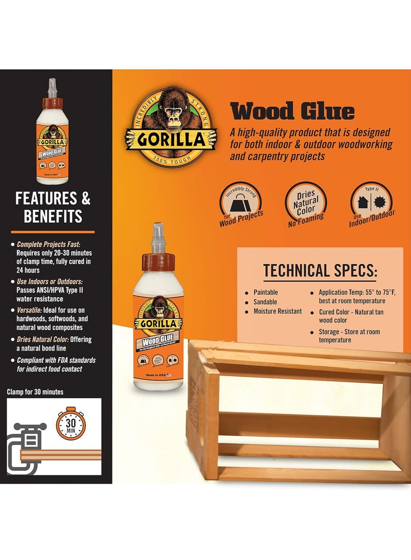 Gorilla Gorilla Wood Glue 8 Ounce Bottle Pack of 1  - Image 2