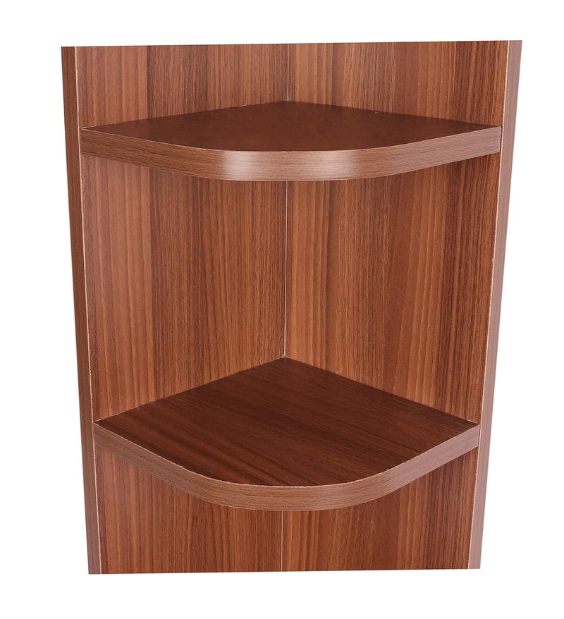 Madhuran Engineered Wooden Wall Mounted Corner Shelf Unit Tier 4 Teak Living Room Bathroom Kitchen Bedroom - Image 5