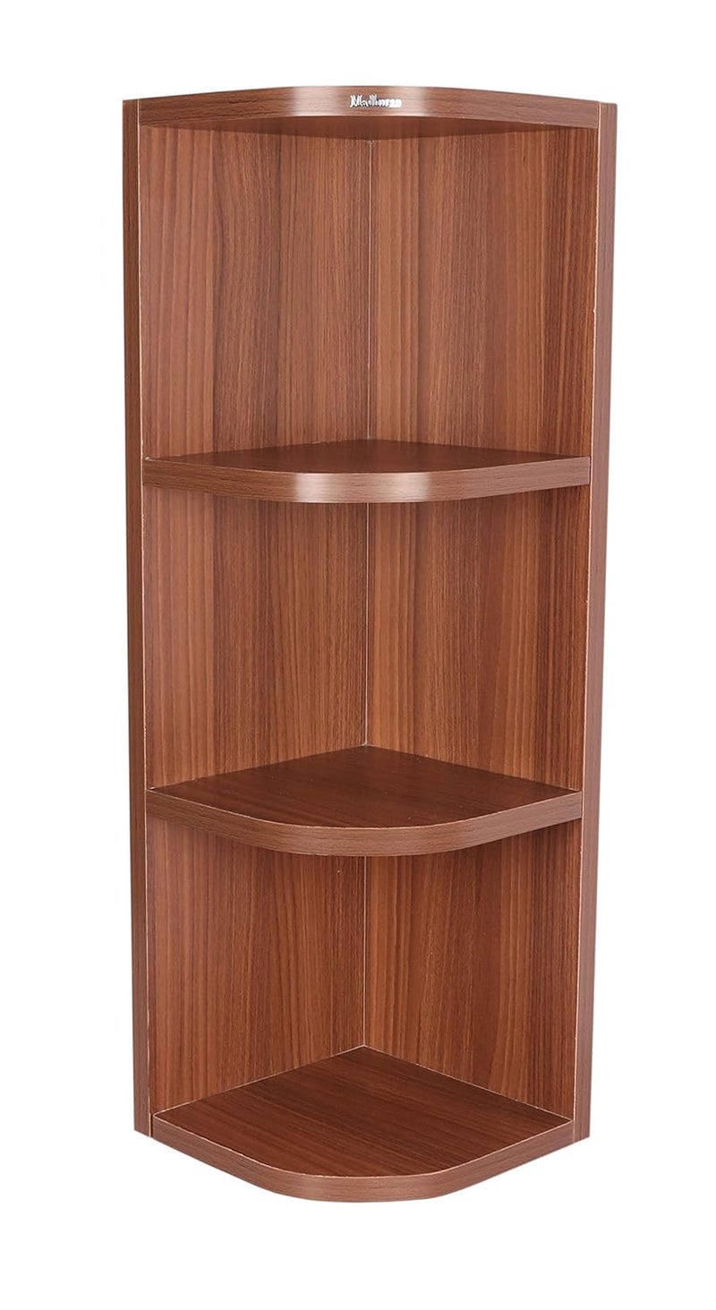 Madhuran Engineered Wooden Wall Mounted Corner Shelf Unit Tier 4 Teak Living Room Bathroom Kitchen Bedroom - Image 3