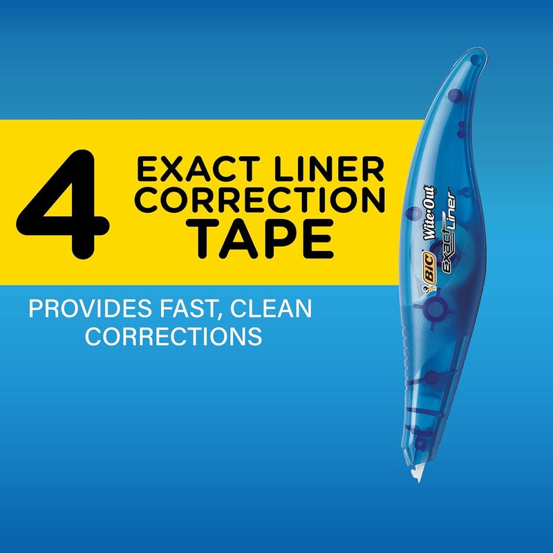 BIC Wite-Out Brand Exact Liner Correction Tape, White, 4-Count - Image 3