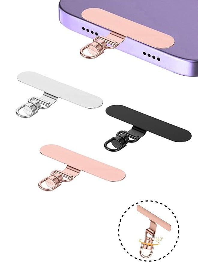 9 Pcs Phone Lanyard Tab, Metal Phone Tether Tab Hook 360° Rotating Stainless Steel Phones Clip for Lanyard, 44 lb Swivel Charm Connector Cell Phones Tether Tabs for Wristlet/Keychain, Rose Gold Black - Image 1